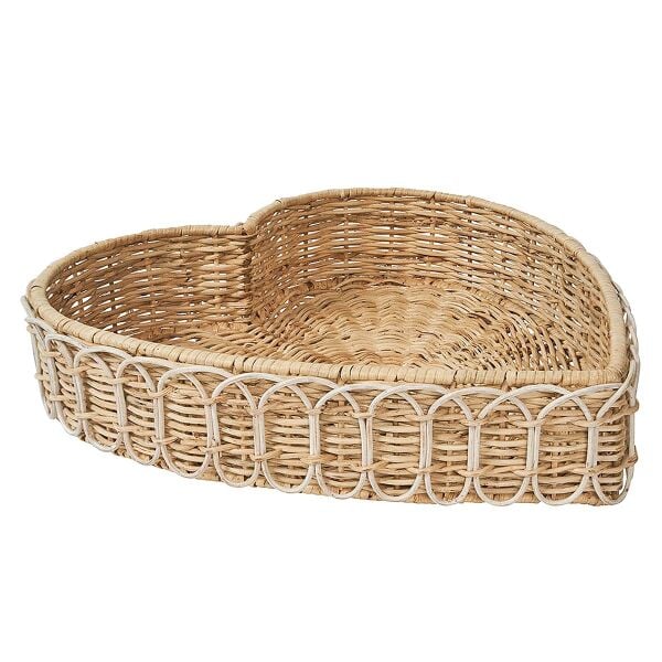 Provence Rattan Kalp Tepsi Beyaz Eskitme