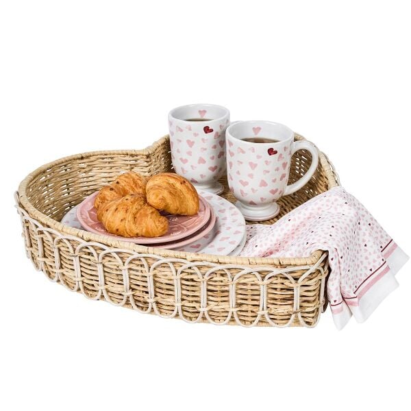 Provence Rattan Kalp Tepsi Beyaz Eskitme