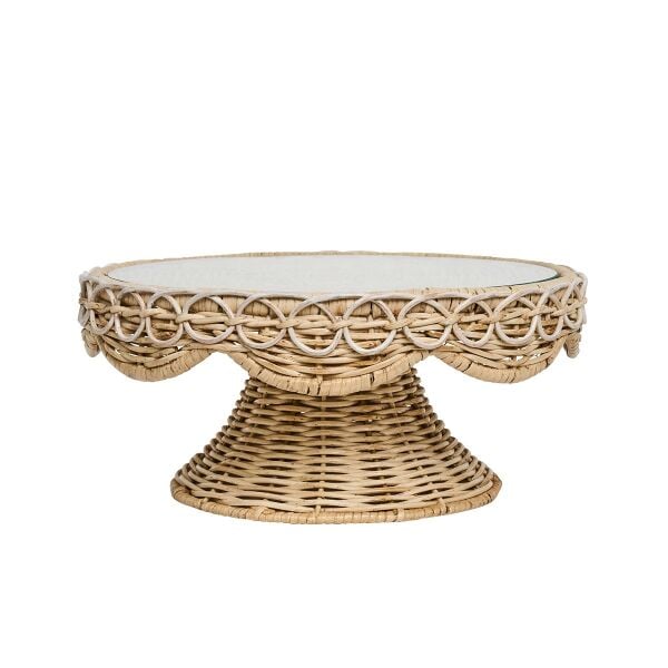Provence Rattan Ayaklı Pasta Standı Beyaz Eskitme