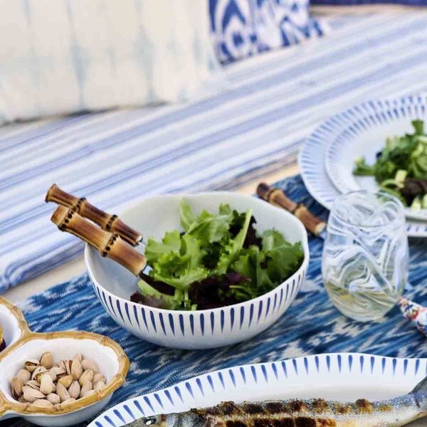 Sitio Stripe Coupe Bowl - Delft Blue