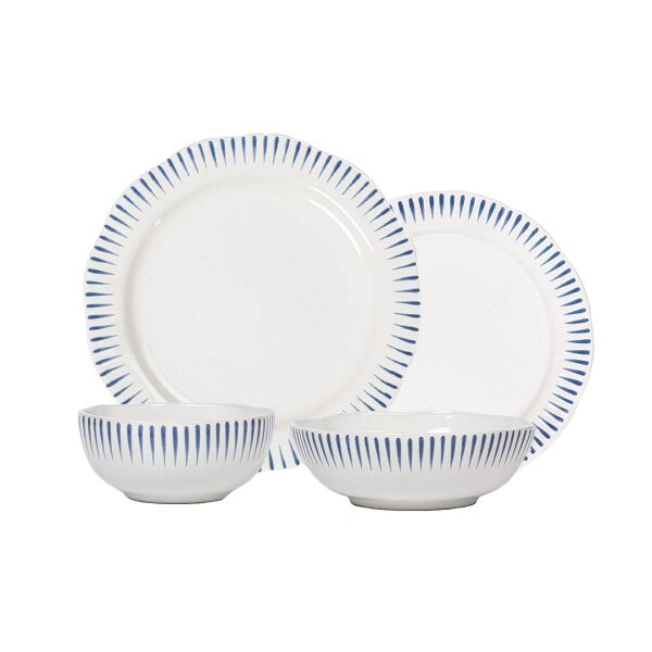 Sitio Stripe 4 Parça Yemek Takımı Delft Mavisi